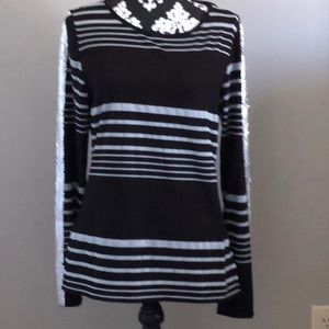 Black and Silver striped light weight top